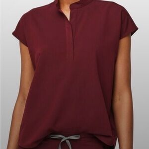 FIGS Rafeala Burgendy Top Size S